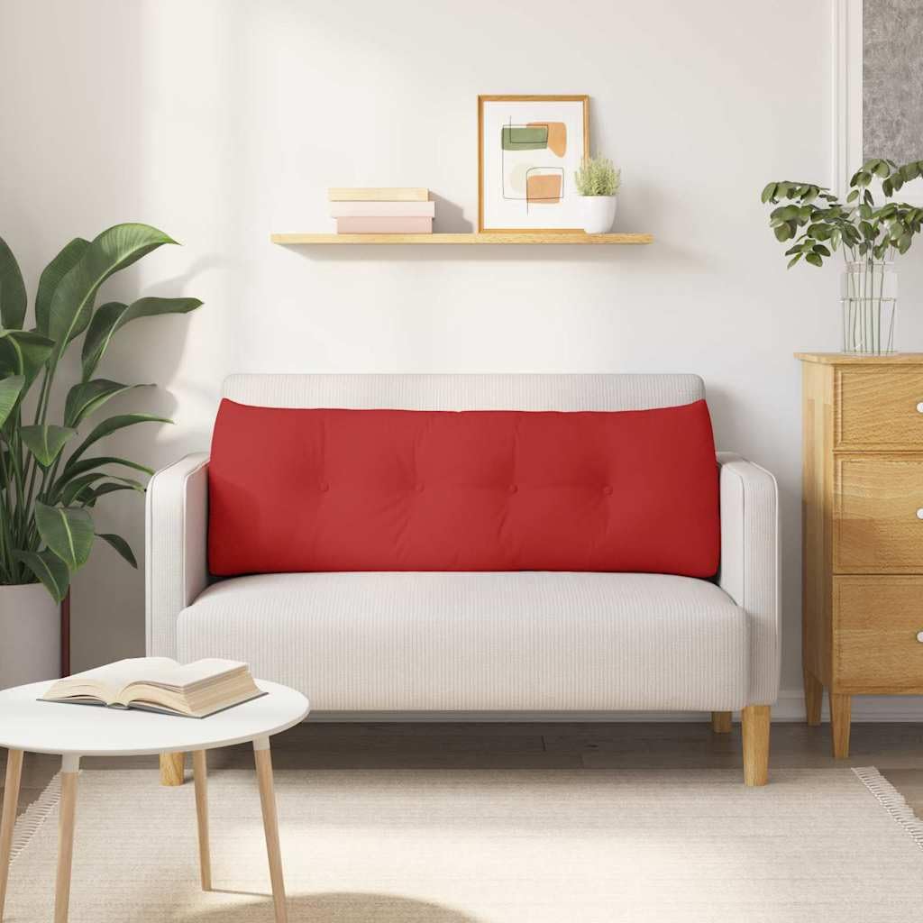 Rückenpolster Rot 140x24x50 cm Samt-Optik Bett Keilkissen | Ergonomisches Keilkissen für Schlafzimmer und Wohnzimmer mit abnehmbarem Bezug und Knopf-Design.