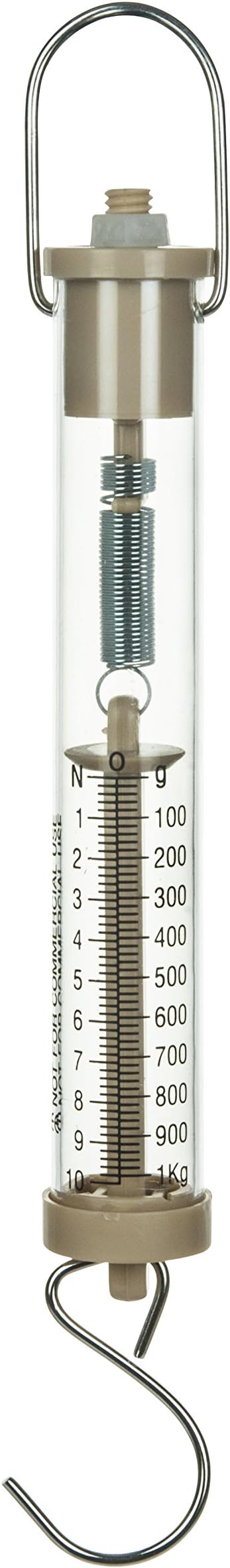 Newton Force Meter Spring Scale - Max Capacity 10N, 1 kg, Dual Scale Labeled.
