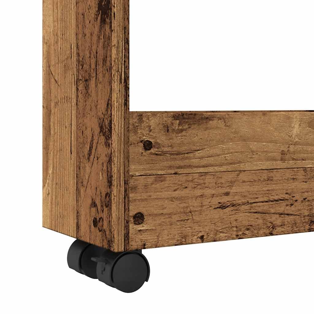 Carrello portaoggetti sottile con 3 ripiani in effetto legno anticato, molto spazio per oggetti di uso quotidiano, carrello con ruote girevoli e due ruote bloccabili
