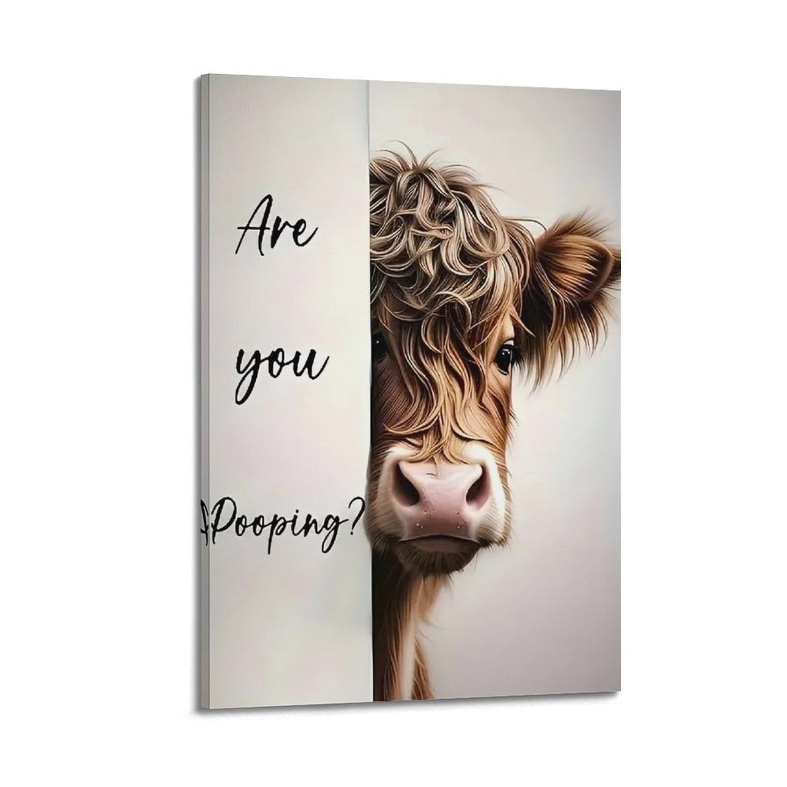 ESTE Funny Highland Cow Poster Are You Poping Decorative Painting Canvas Modern Art Picture 20x30inch(50x75cm)