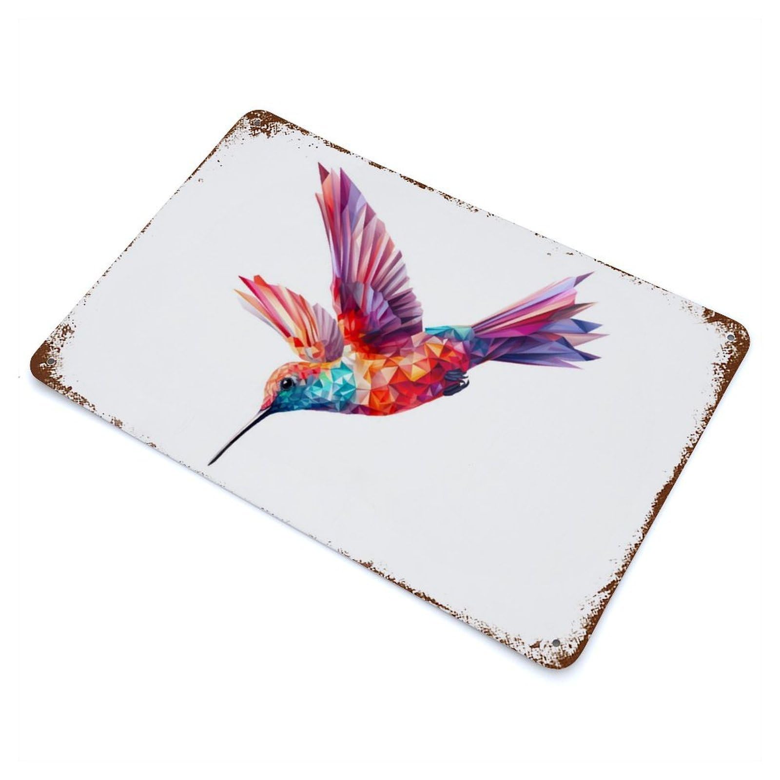 Hummingbird Colorful Face Rust Effect Tin Sign 11.8"x7.9", Ideal for Farmhouse, Kitchen And Entryway Decor