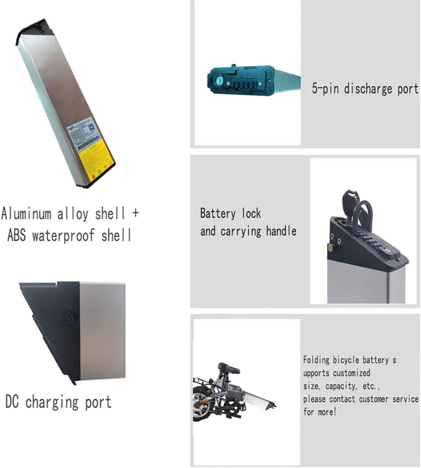 36V 48V 10AH 12.5AH 15AH 20AH Batteria al Litio con Caricabatterie Alta Potenza della Batteria Batteria di Ricambio,per 200W ~1000 W Motor [Classe di Efficienza Energetica A] 36V,10AH