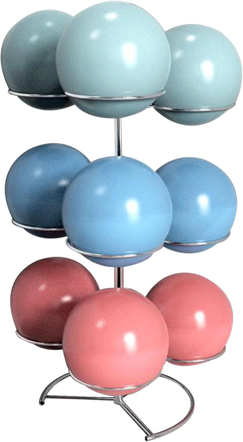 Exercise Ball Storage Rack, HeavyDuty Yoga Ball Holder for Gym and Home, SpaceSaving Solution for Stability and Barre Balls -Silver-180cm