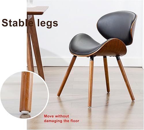 Miniatura 7 de YCKEGEW Sillas de comedor de cuero, silla tapizada de madera maciza de mediados de siglo, silla de maquillaje, silla de conchas en asiento acolchado
