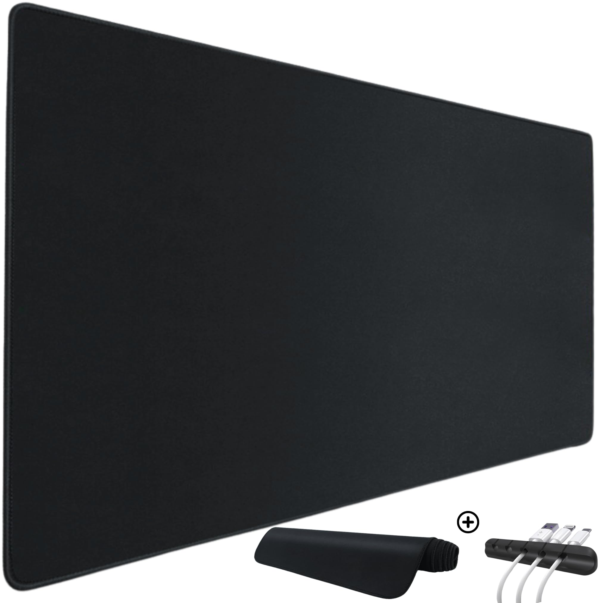 Alfombrilla para Ratón Mousepad XXL, Alfombra Gaming Base de Goma Antideslizante PC Tapete con Microfibras, Mapamundi, Accesorios de Oficina. (Negro, 80x30 cm)