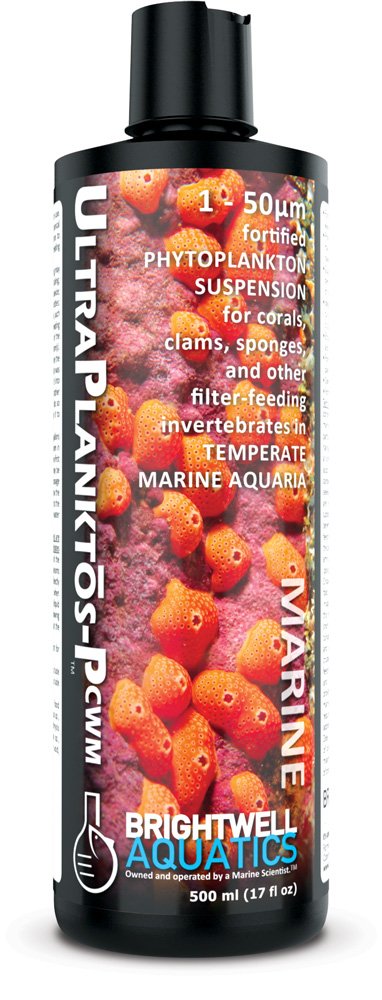 Brightwell Aquatics Ultraplanktos P CWM - Liquid Phytoplankton Food Suspension for Corals and Invertebrates in Temperate Marine Aquariums, 500ml