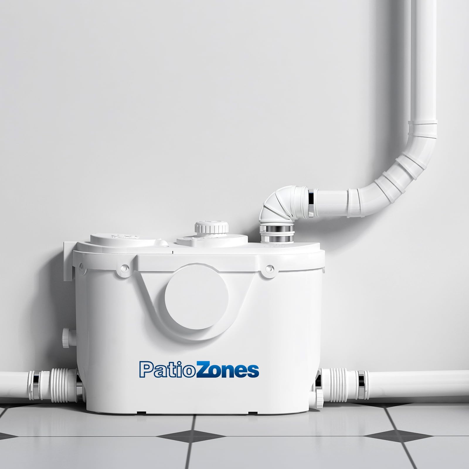 Macerator Pump for Basement Upflush Macerating Toilet System, Sewage Sump Pump Waste Water Disposal with 4 Water Inlets for Toilet, Kitchen/Sink/Shower/Bathtub, Pure Copper Motor, 23 ft Vertical
