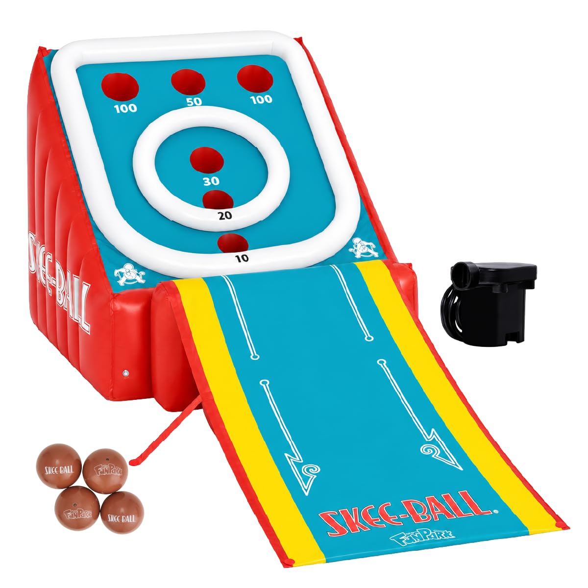 Photo 1 of Flybar FunPark Giant Inflatable Skee-Ball Game, 11 Ft Backyard Outdoor Games for Kids & Adults, 4 Balls & Electric Air Pump Included, Yard Games Carnival Game for Family, Indoor Outdoor Party, Ages 6+