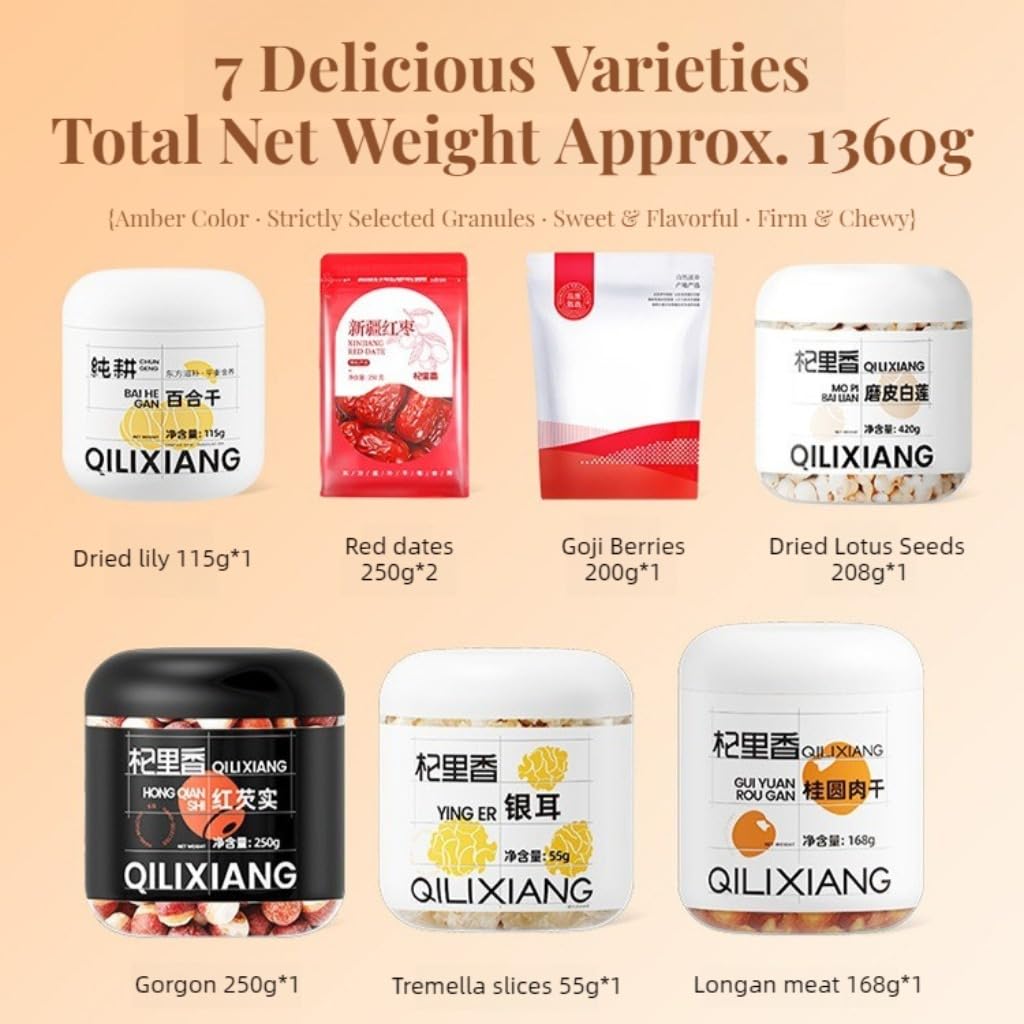 Set Regalo Di Tisane | Scatola Regalo Cinese | 7 Ingredienti Premium 1496g (52,77oz) | Assortimento Tradizionale | Tisana