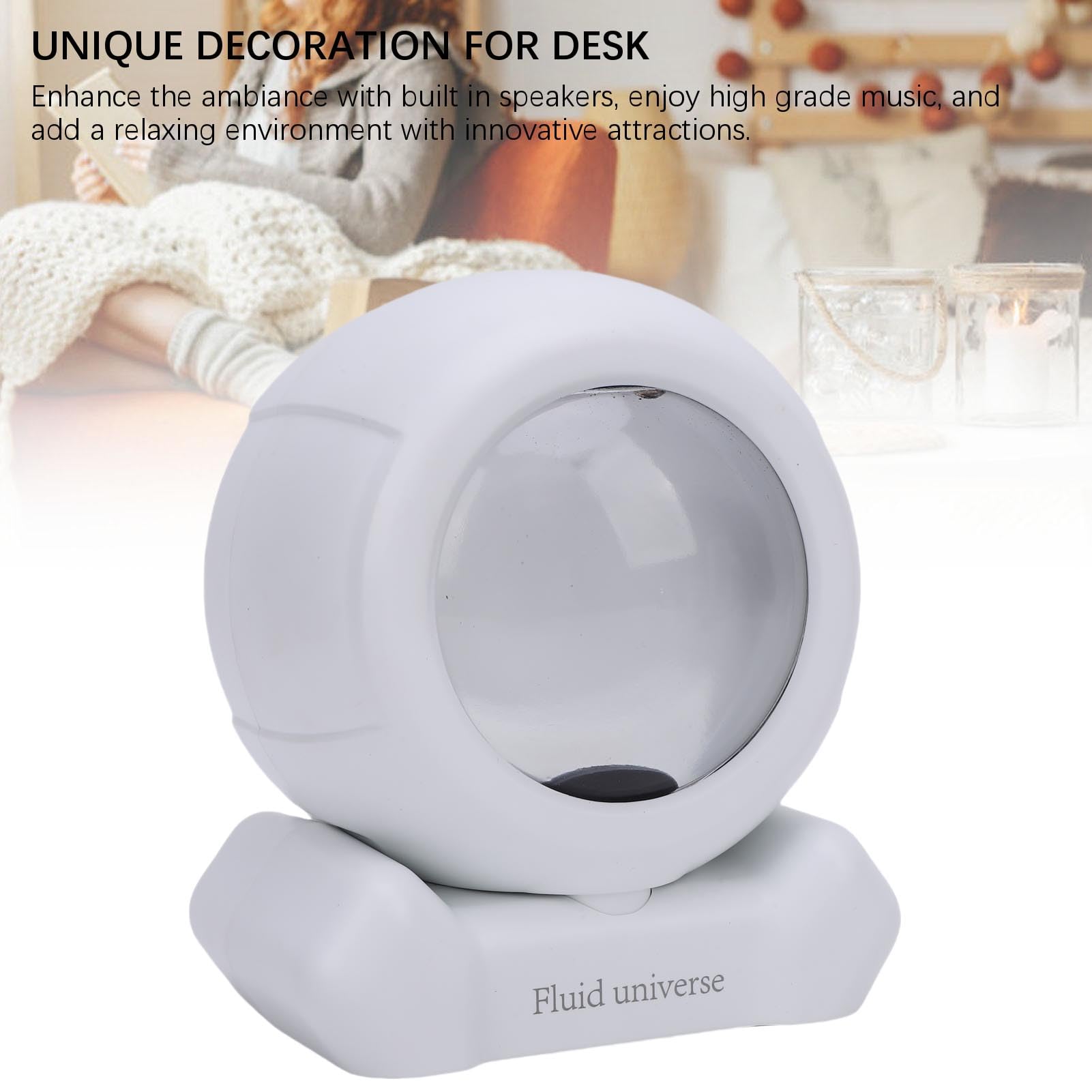 Luocute Output Magnetic Fluid Lautsprecher, Clear Sound Ferrofluid Music Visualizer, Ideal für Home Office, Stilvolles Design mit Integrierten Lautsprechern für eine (White)