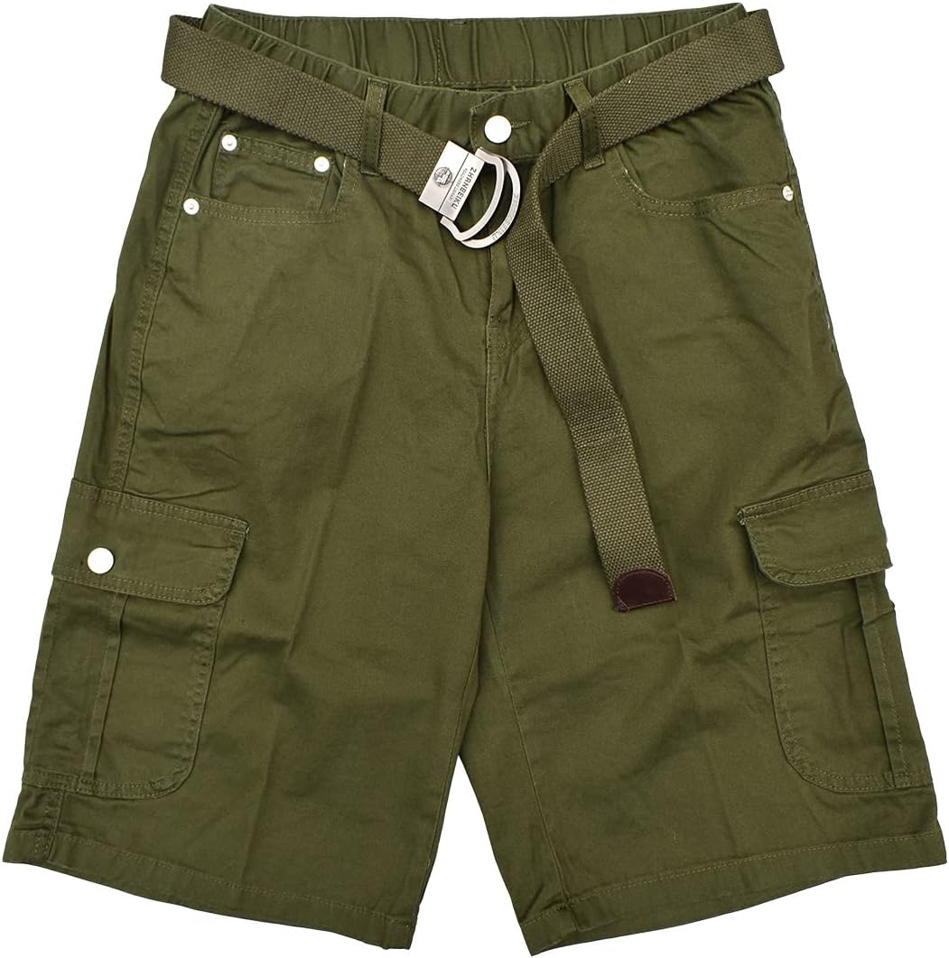 Women Stretchy High Waisted Hiking Cargo Shorts Baggy with Pockets Lose Fit Knee Length Cotton