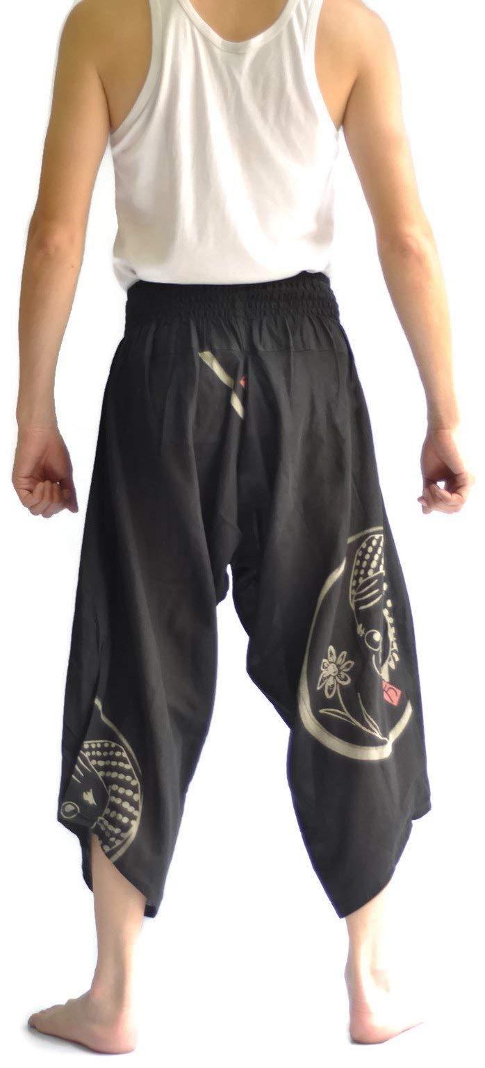 Mens Baggy Yoga Hippie Boho Aladdin Alibaba Harem Pants Black Pants Japanses Cartoon