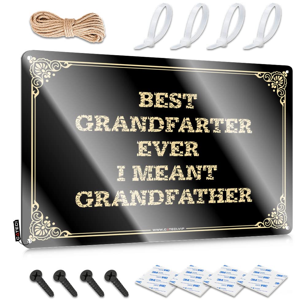MGHTLCCME Signs For Man Cave Best Grandfarter Ever-I Meant Grandfather Tin Sign Tin Bar Signs Bar Signs For Home Bar Wall(20X30CM)
