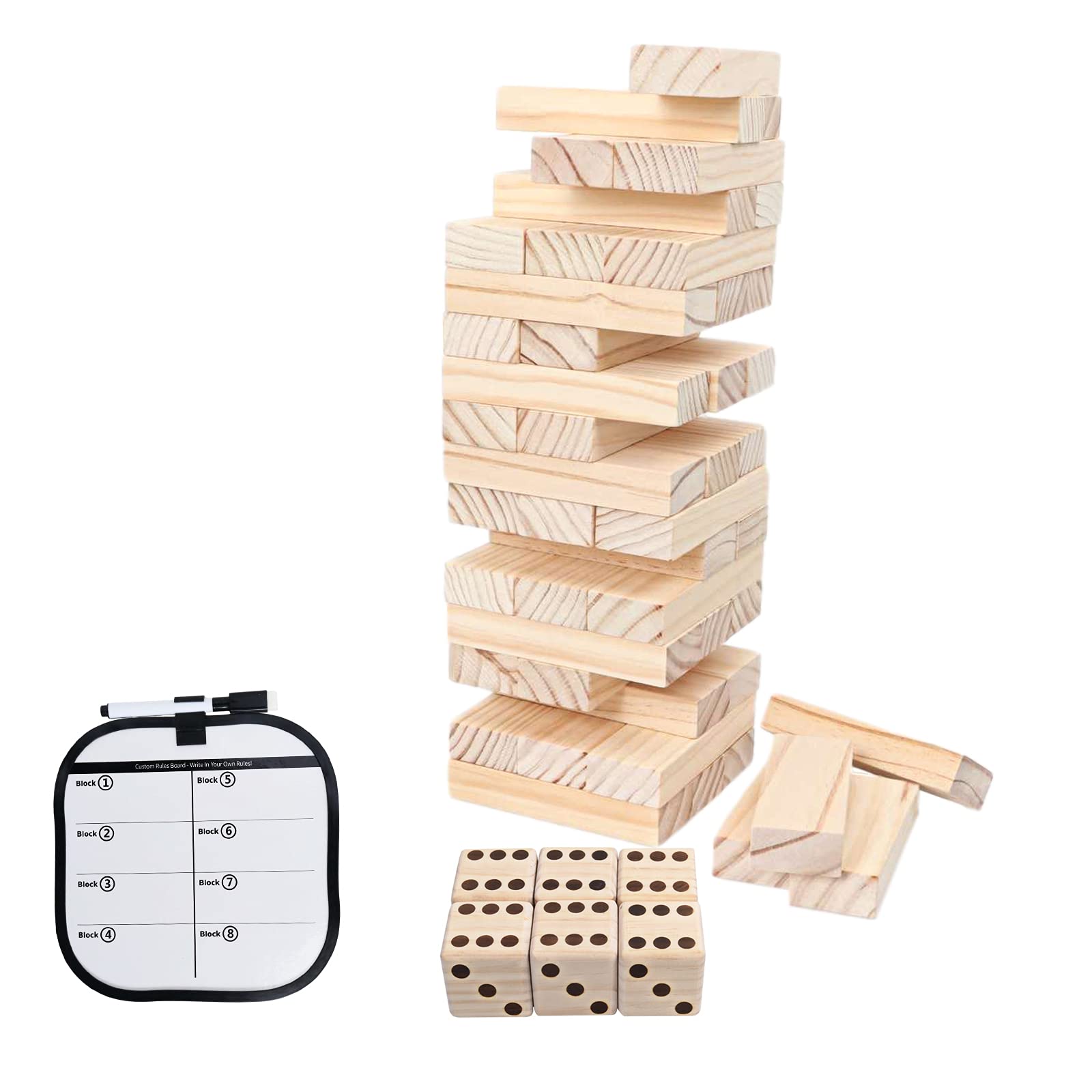 JODELA 48Pieces Large Tower Game ，Stacking Games for Family Gatherings of Different Ages， The pineou