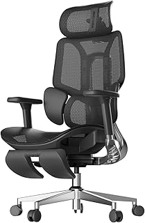 Hbada E3 Air Silla de Oficina Ergonomica - Soporte Lumbar Dinámico de 3 Zonas, Reposacabezas 3D y Brazos 3D, Silla Ergonomica Escritorio con Reposapiés (Negro)
