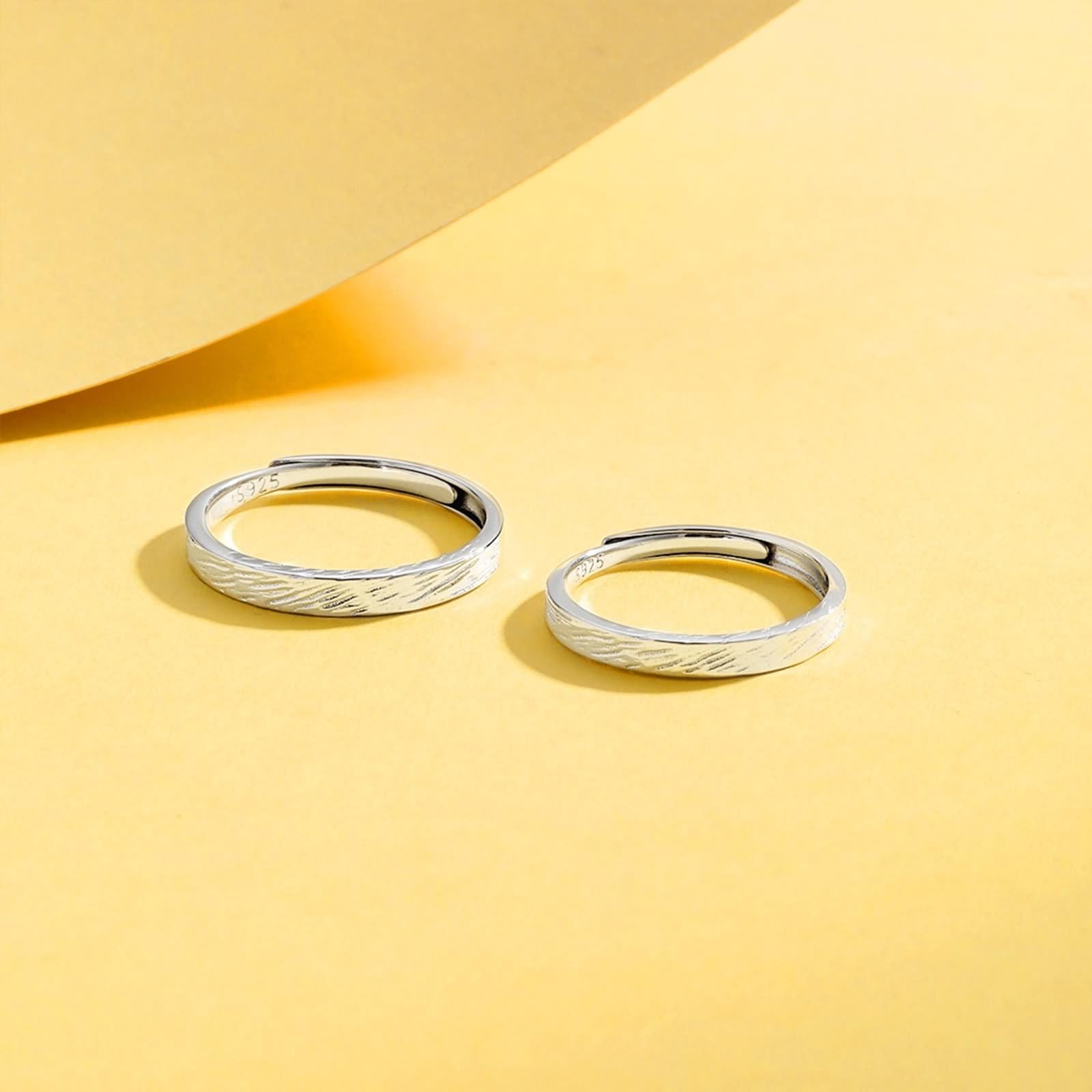 Verlobungsring Paar Gold, Ringe Frauen Silber 925 Unregelmäßige Textur Jahrestag Geschenk