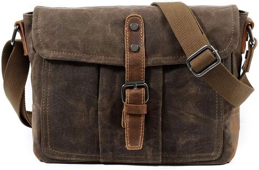 Brown Business Briefcase Canvas Crossbody Bag Office Travel Backpack Multifunctional Leisure Bag Outdoor Travel Backpack