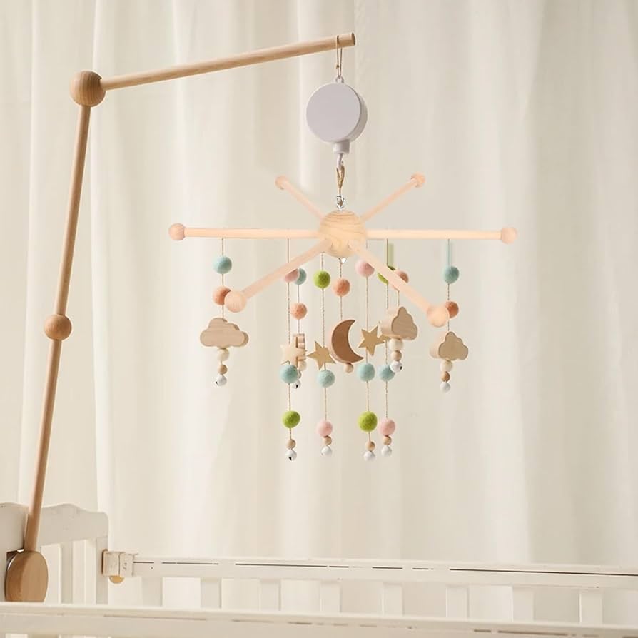 Wooden Frame Baby Crib Hanger, Spherical Six Legs Baby Wooden Mobile
