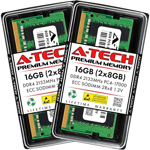 Image of A-Tech 16GB Kit (2x8GB) DDR4 2133MHz PC4-17000 ECC SODIMM 2Rx8 Dual Rank 1.2V 260-Pin RAM Memory Upgrade Modules for Microserver, Workstation, and Networking Platforms