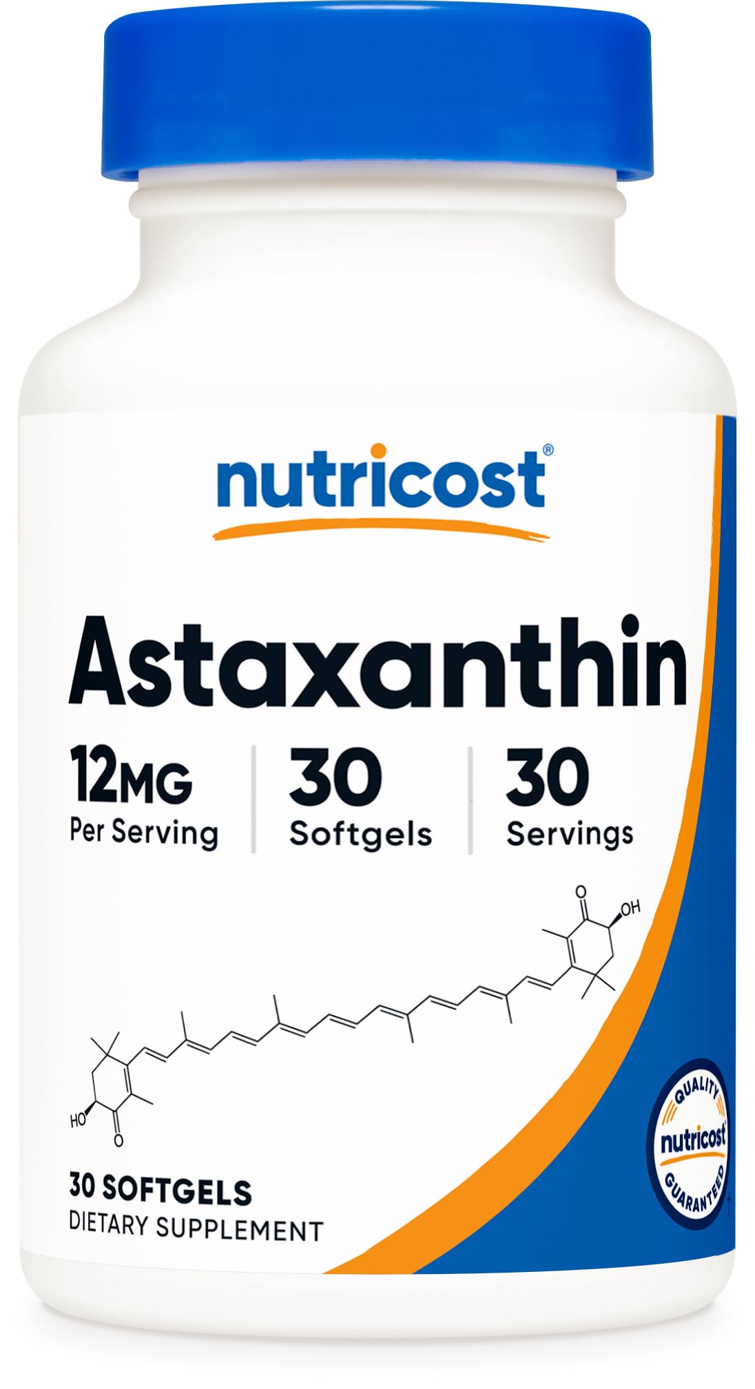 Nutricost Astaxanthin (12mg) 30 Softgels (1 Month Supply) Gluten-Free 30 Count (Pack of 1)