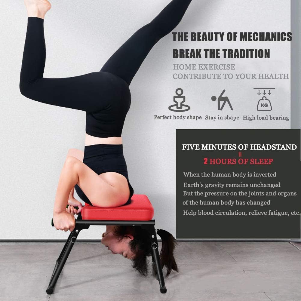 Panca da yoga, sedia a inversione, sgabello pieghevole con manico antiscivolo, supporta 200 kg, ideale per inversioni, rilassamento e allenamento della forza