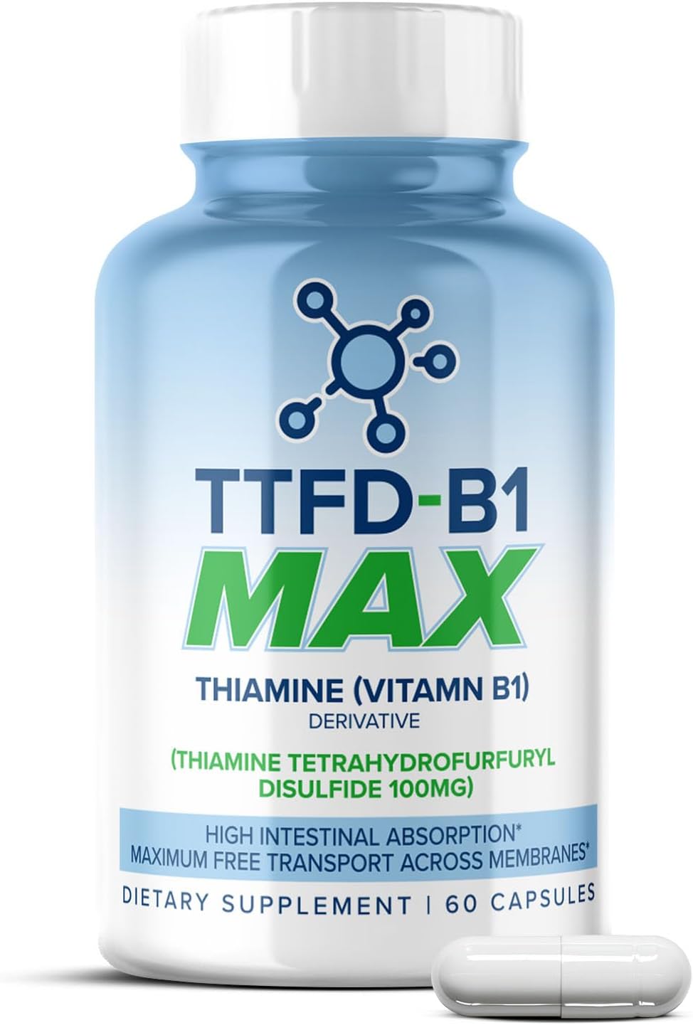 TTFD Thiamine B1 Supplement 60Capsules Made in USA- Thiamine TTFD Vitamin B1 MAX, High-Potency Supplement for Energy & Focus, Supports Healthy Nerve Function & Overall Wellness by MaxLife Naturals