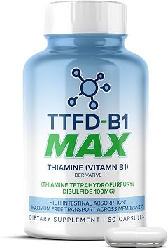 MAXLIFE NATURALS TTFD Thiamine B1 Supplement 60 Capsules, High Potency Vitamin B1 Thiamine Supplement for Focus, Supports Optimal Nerve Function, TTFD-B1 Max Formula with Magnesium, Made in USA