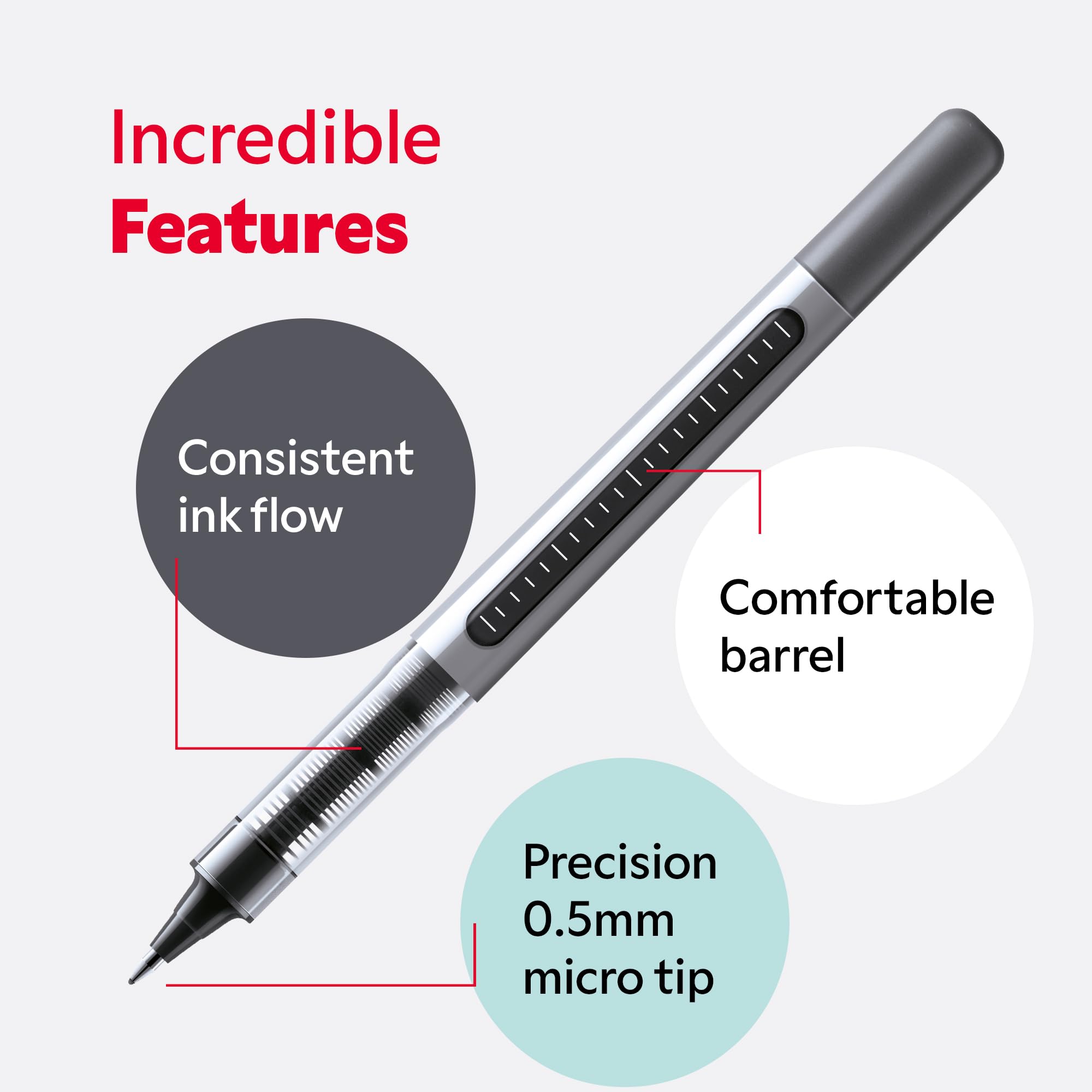 uni-ball - Eye Envelope, Fine Nib, Black Liquid Ink Rollerball Pens (5pc Set) - Smooth, Comfortable, Long Lasting, Japanese Quality, School, Work, Office, Study, Teacher, Notes, Journal, Gift