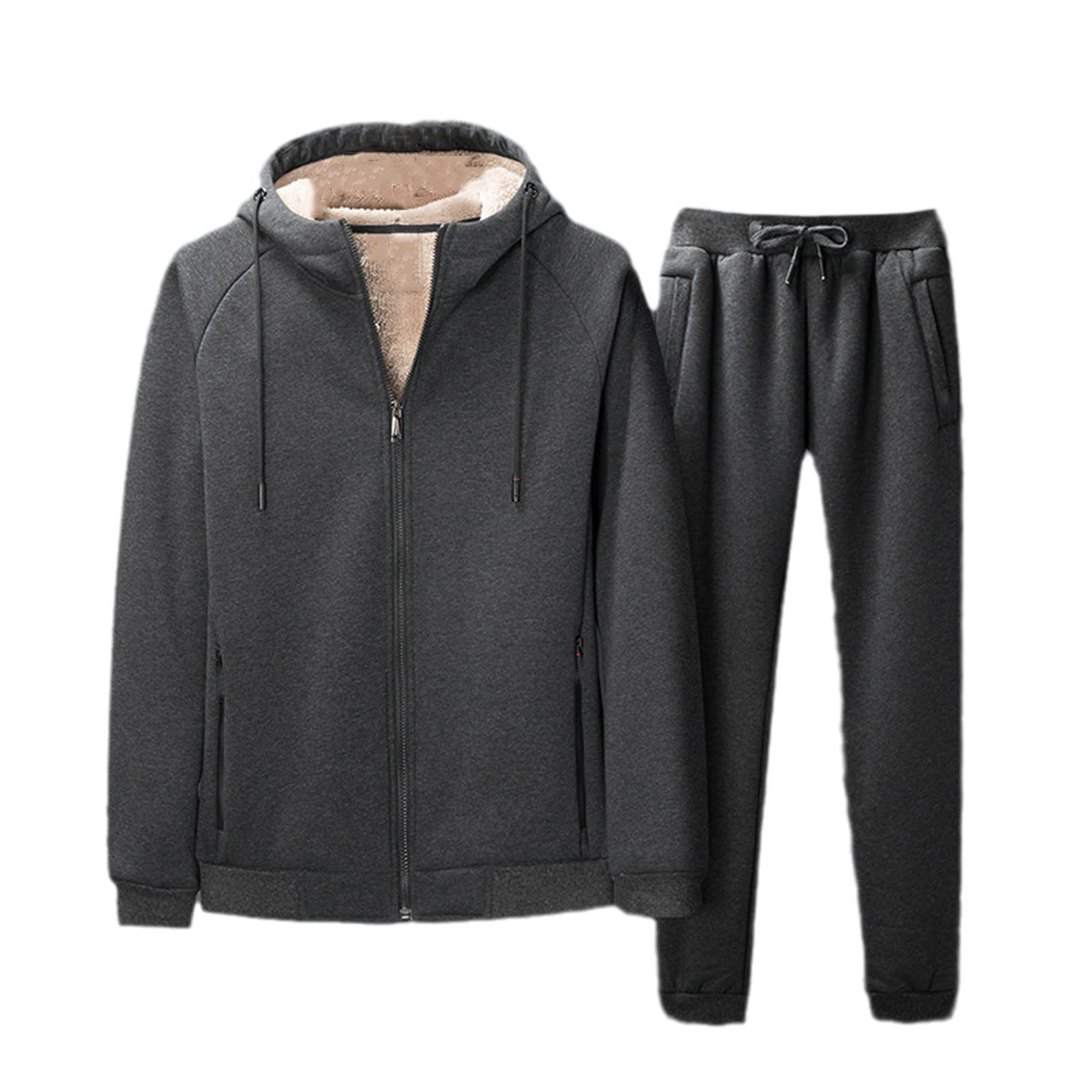 Inverno Caldo Degli Uomini Set Casual Tute Uomo Velluto Spessore Cashmere Felpa Con Cappuccio Felpa+Pantaloni 2 Pezzi Set
