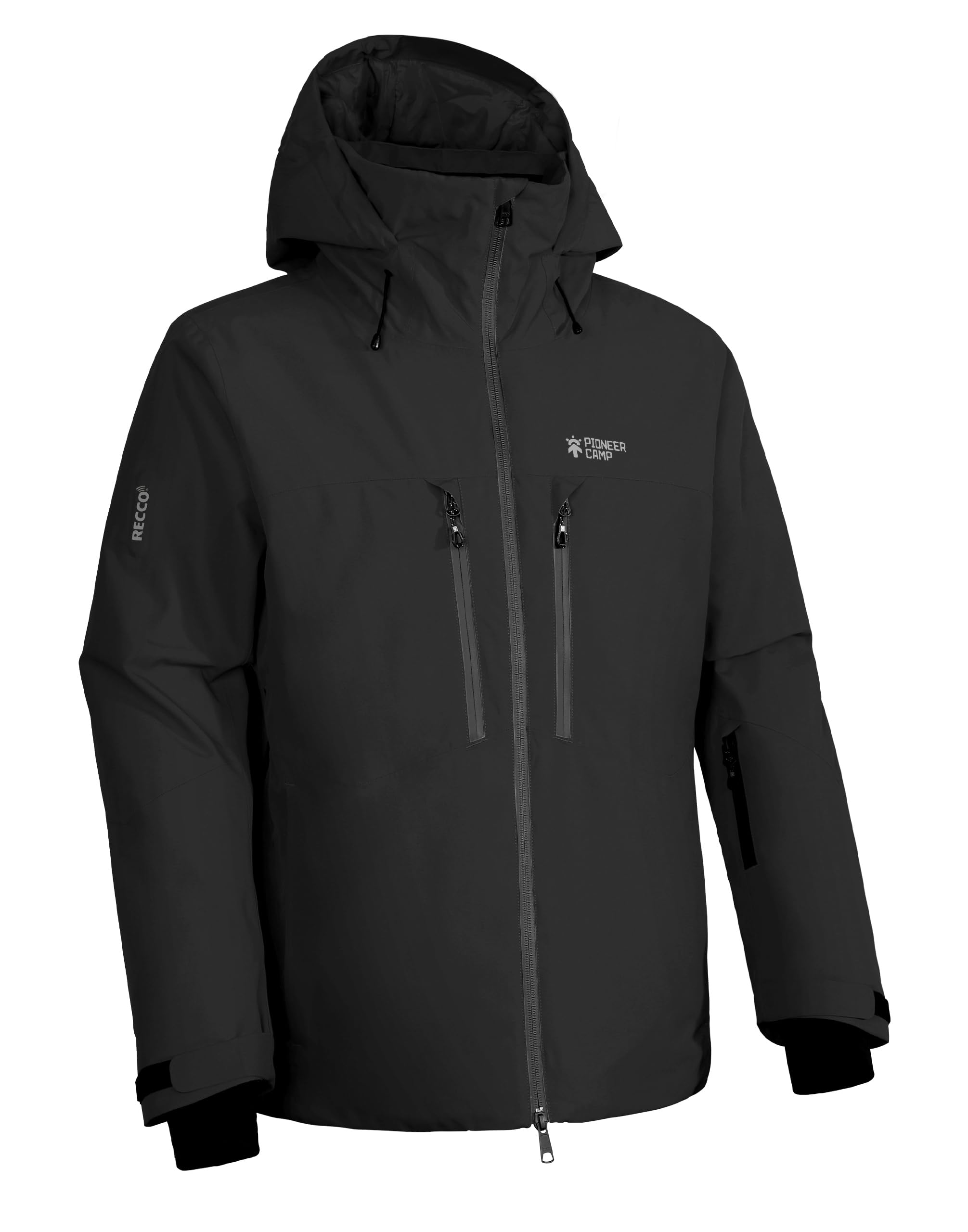 Pioneer Camp Homme Veste de Ski et Réflecteurs RECCO® Imperméable Snowboard avec Multi-Poches, Capuche