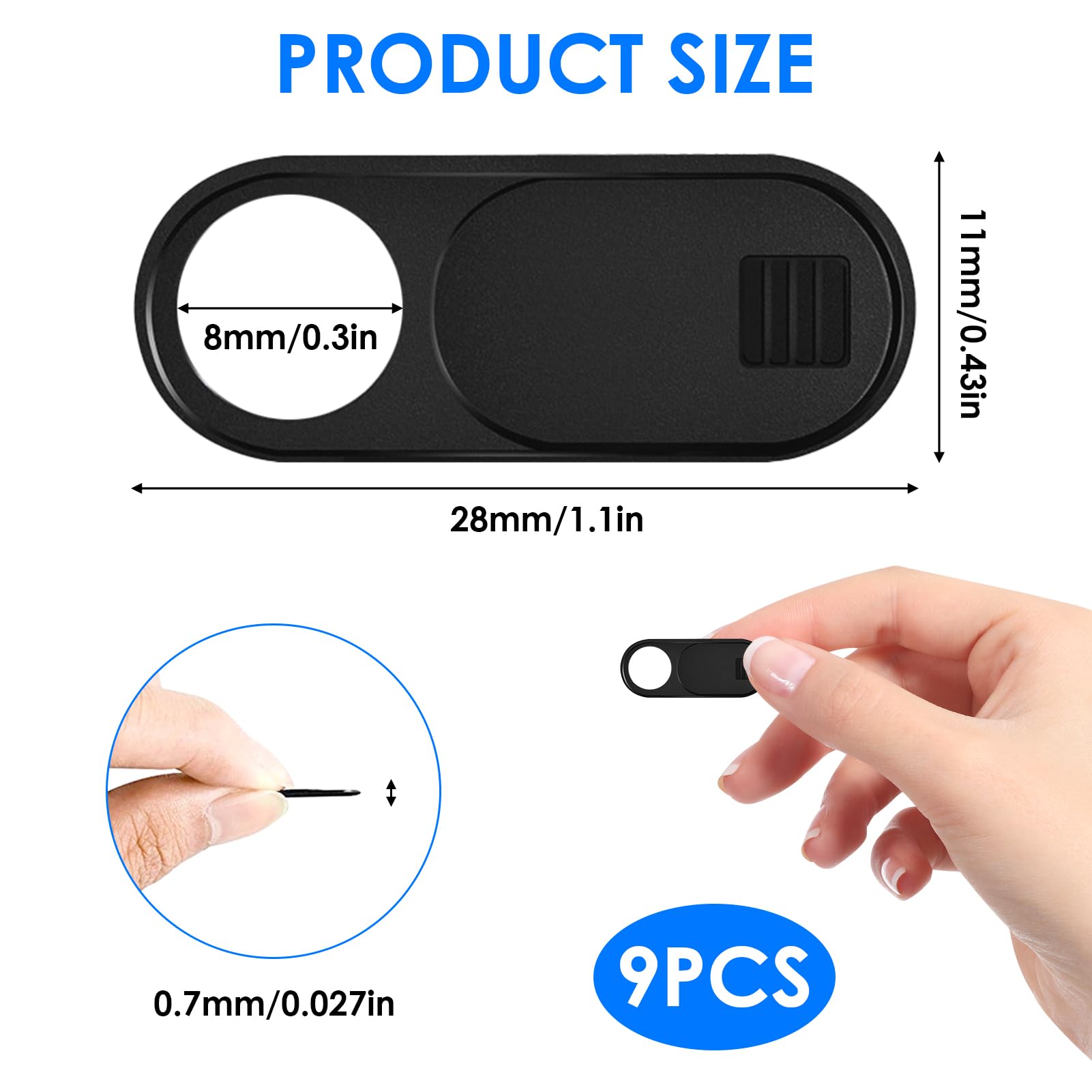 9 Pezzi Copri Webcam, Webcam Cover Tesla Copri Webcam PC Portatile Copri Telecamera Copertura Webcam Slider Accessori per Tesla Model 3/Y, Laptop, Smartphones, Mac, Tablet Nero