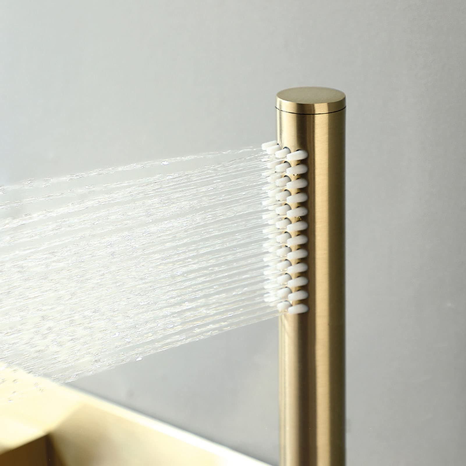 grifo de ducha, Grifo monomando for bañera de alto caudal, color oro cepillado(Brushed Gold)