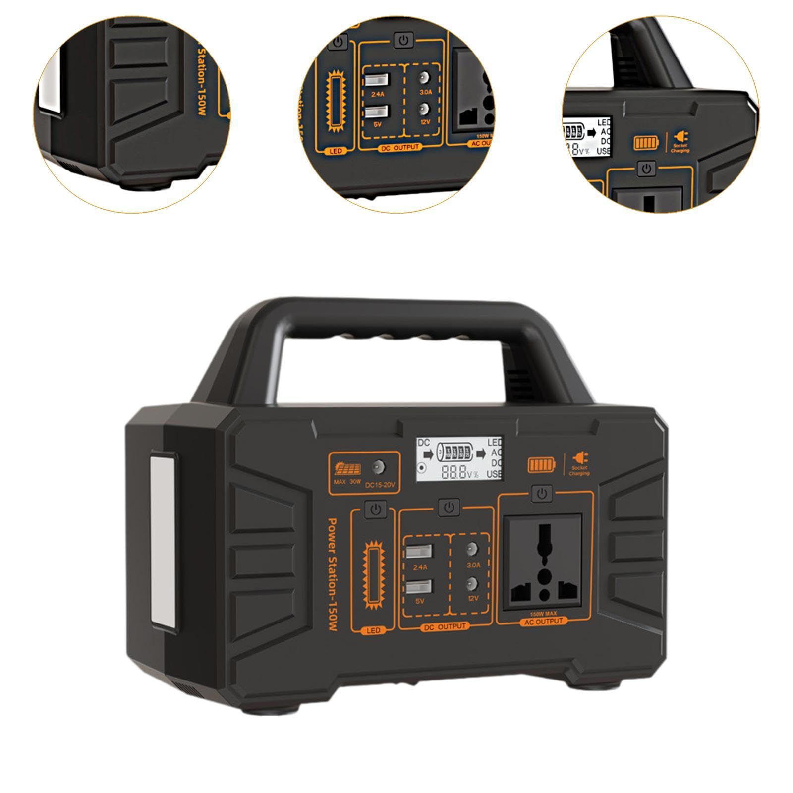 F Fityle Stazione di Alimentazione Portatile, Power Bank di Emergenza da 150 W con Display Intelligente, Elevata capacità, accumulo di energia di Emergenza per
