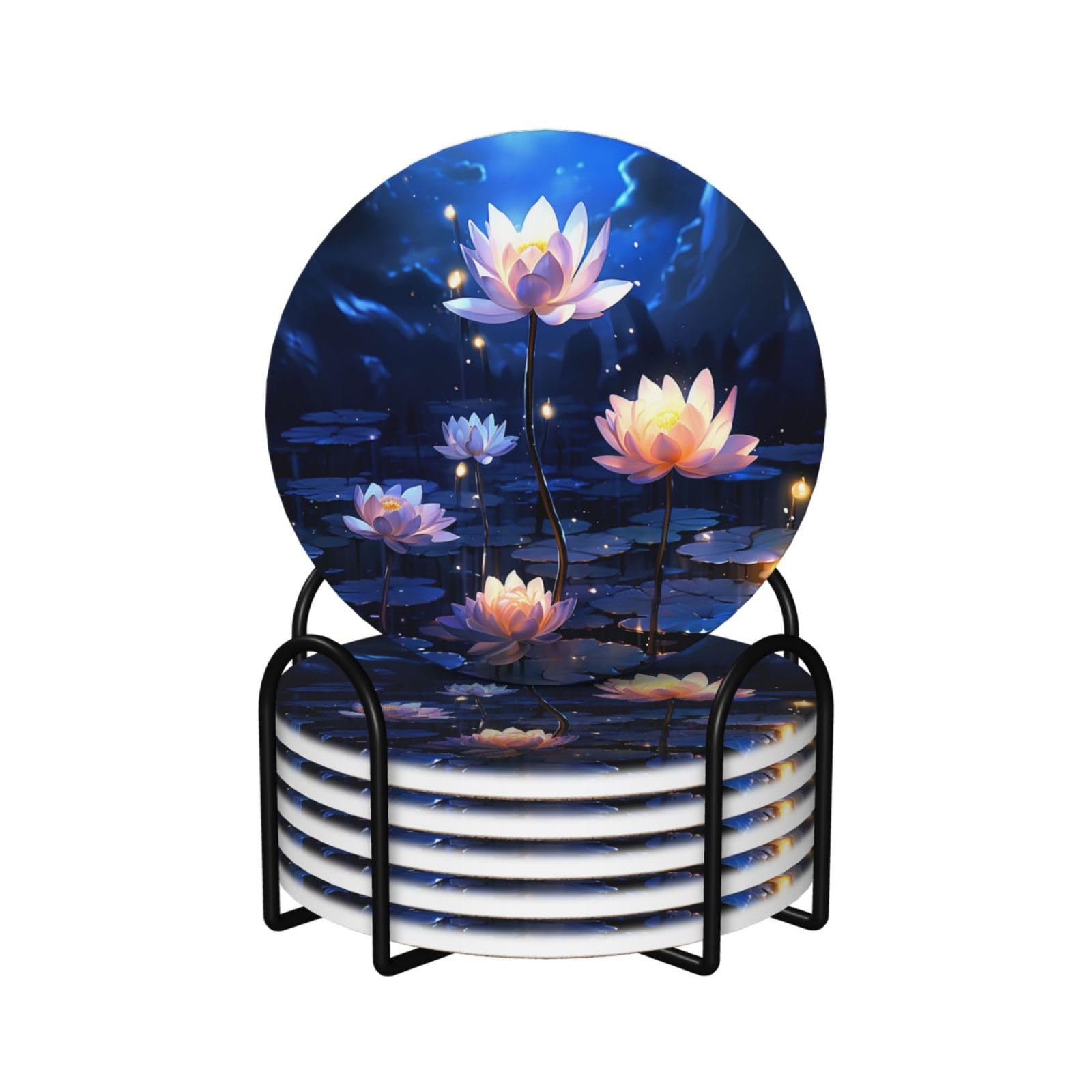 Dessous de verre céramique fleurs de nuit pour sublimer vos apéritifs
