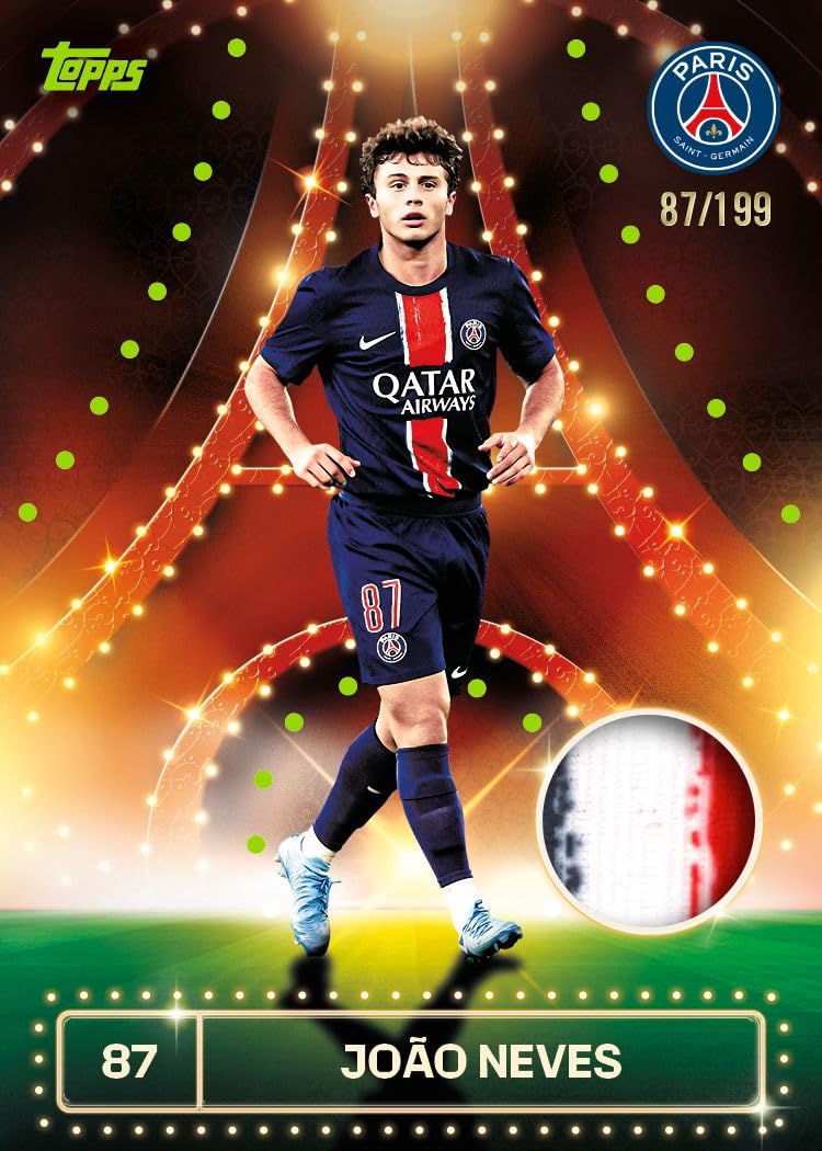 Topps Coffret équipe Paris Saint-Germain 2024/25 - 30 cartes par boîte, 1 autographe ou relique, 1 parallèle numéroté séquentiellement, 1 feuille statique