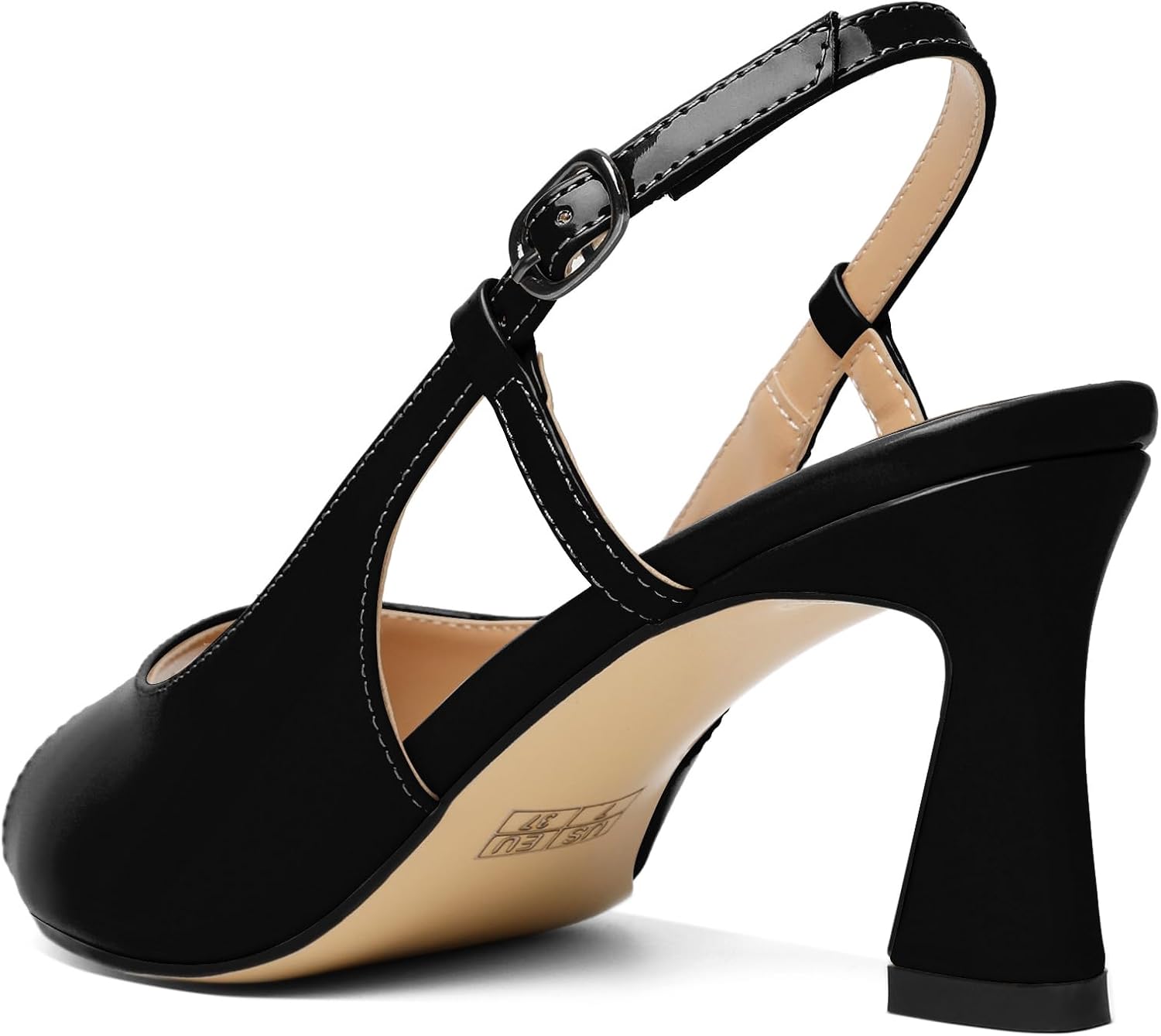 Joseywade Women Slingback Low Kitten Heel Pumps 2.5'' Heeled Sandals Peep Open Toe Ankle Strap Dress Shoes - Image 8