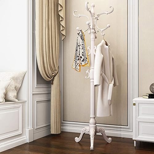 Perchero de entrada para ropa de madera de alta calidad, soporte para perchero de madera para árbol, perchero de madera con 14 ganchos, perchero de