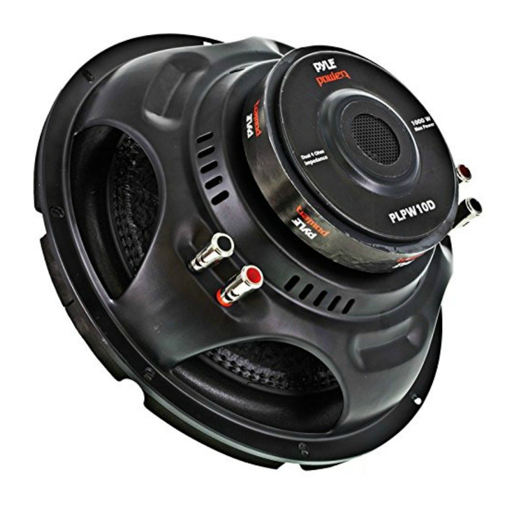 Pyle 1 SUBWOOFER PLPW10D PLPW 10D 25,00 cm 250 mm 10" da 500 Watt rms 1000 Watt Max Doppia Bobina 4 + 4 Ohm dvc Dual Voice Coil per Cofano Bagagliaio Auto, 1 Pezzo