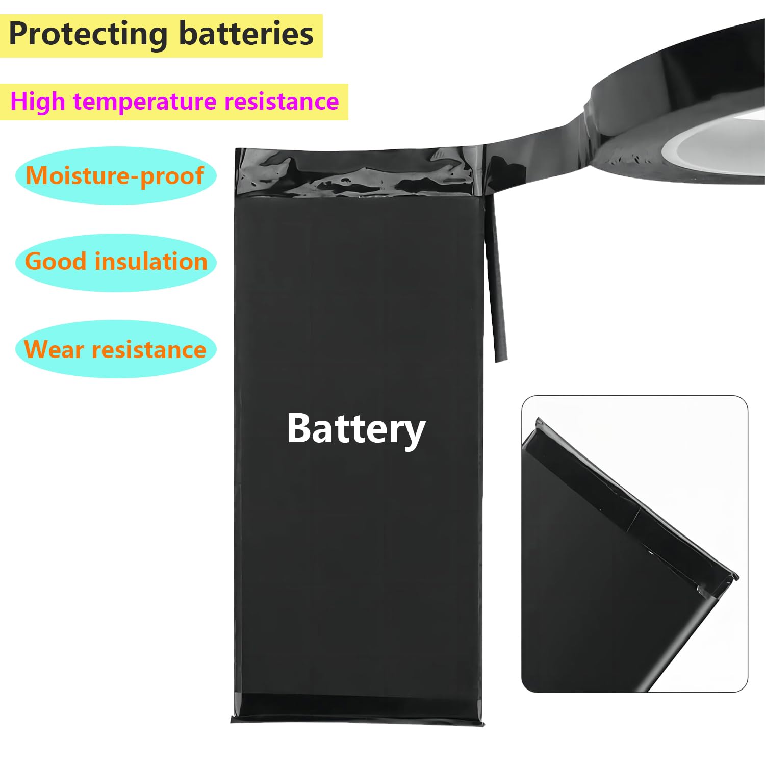 Qrity 2 Rotolo Nastro Elettrico, 10mm x 66m Nastro di Posizionamento, Nastro Isolante per la Legatura e L'isolamento dei Cavi, Nero
