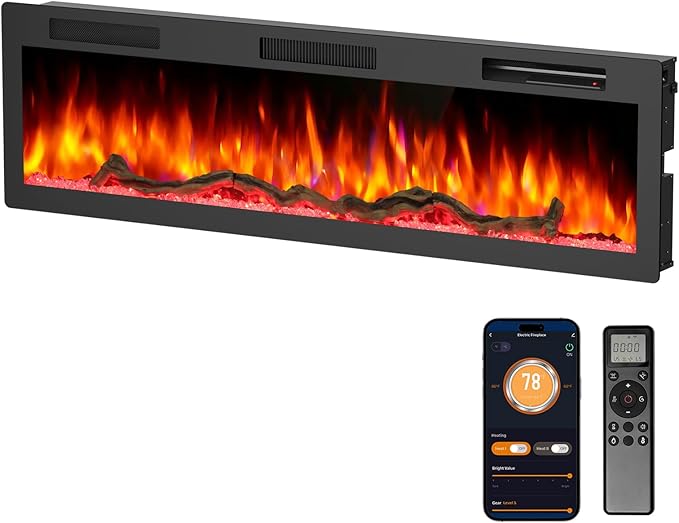 Chimenea Eléctrica Inteligente 60 Pulgadas Empotrable o de Pared miniatura 9