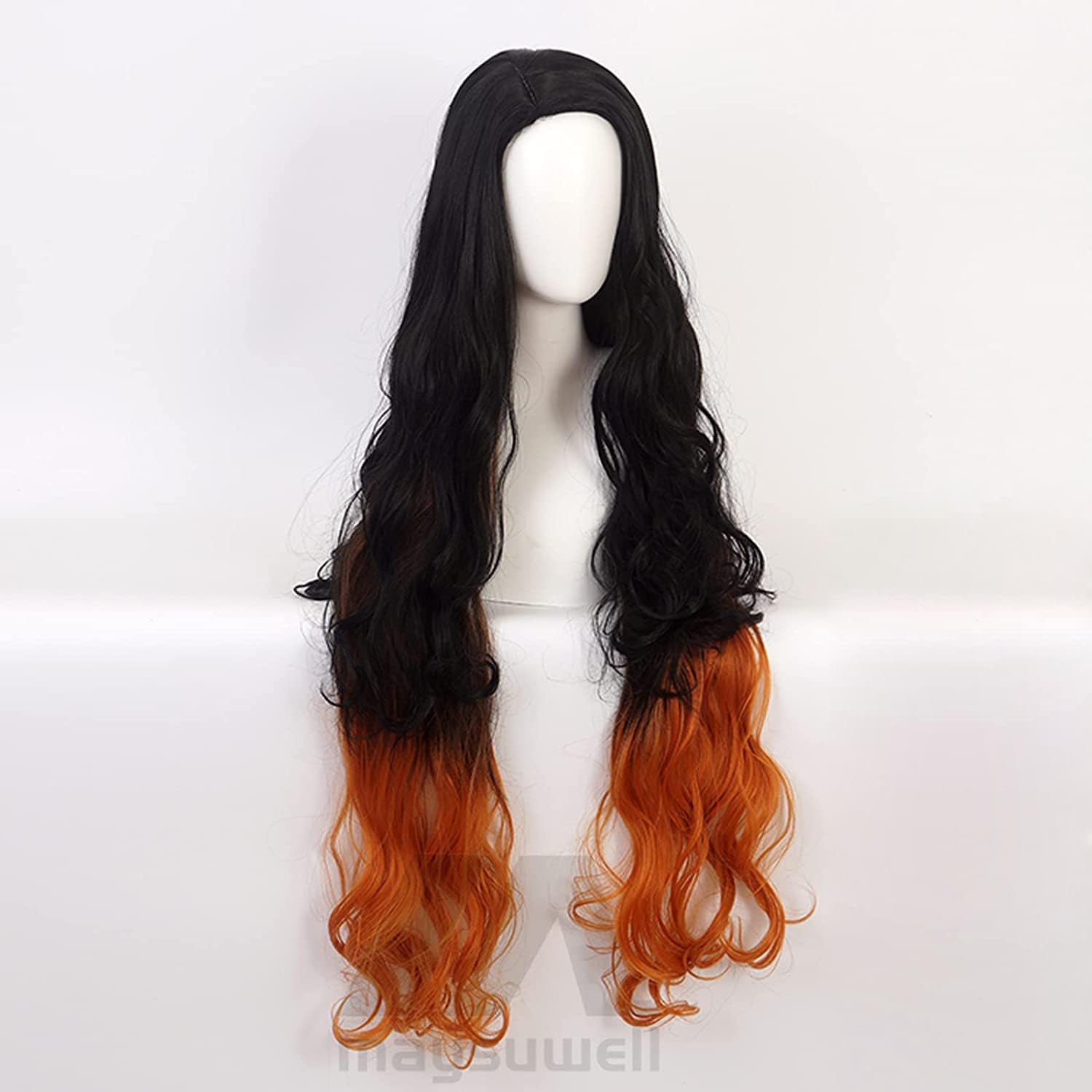 Cosplay Wig Anime Wigs Black Gradient Brown Long Wavy Hair for Women Halloween,Carnival,Costume Party, Black Orange Gradient - Image 3