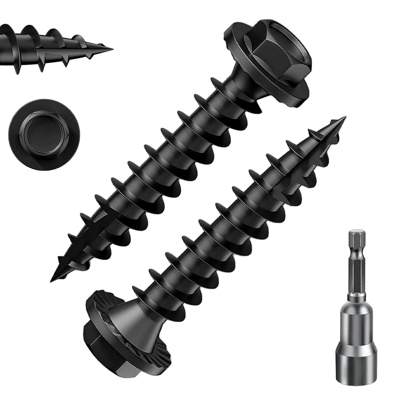 Black Hex Lag Screws - 1 lb Pack | Heavy Duty & Rust Resistant -20 Black Hex Lag Screws - 1 lb Pack | Heavy Duty & Rust Resistant -20