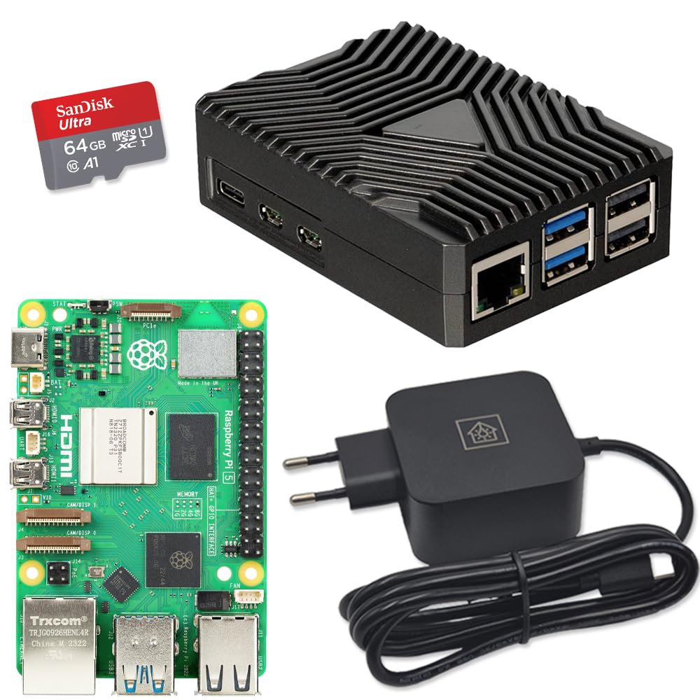 Home Assistant Smarthomezentrale Raspberry Pi 5 4GB Metallgehäuse SD-Karte