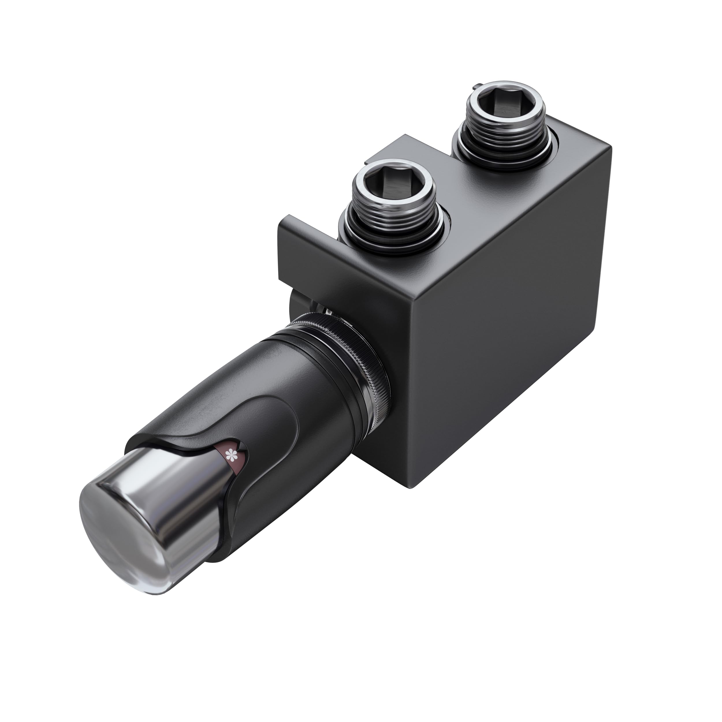 VILSTEIN® Universal Heizkörperanschluss Set [MIT THERMOSTAT] - Multiblock Anschluss für Heizung - Zweirohrsystem Hahnblock Schwarz - Ventilhahnblock Amaturensystem - Durchgangs - & Eckanschluss