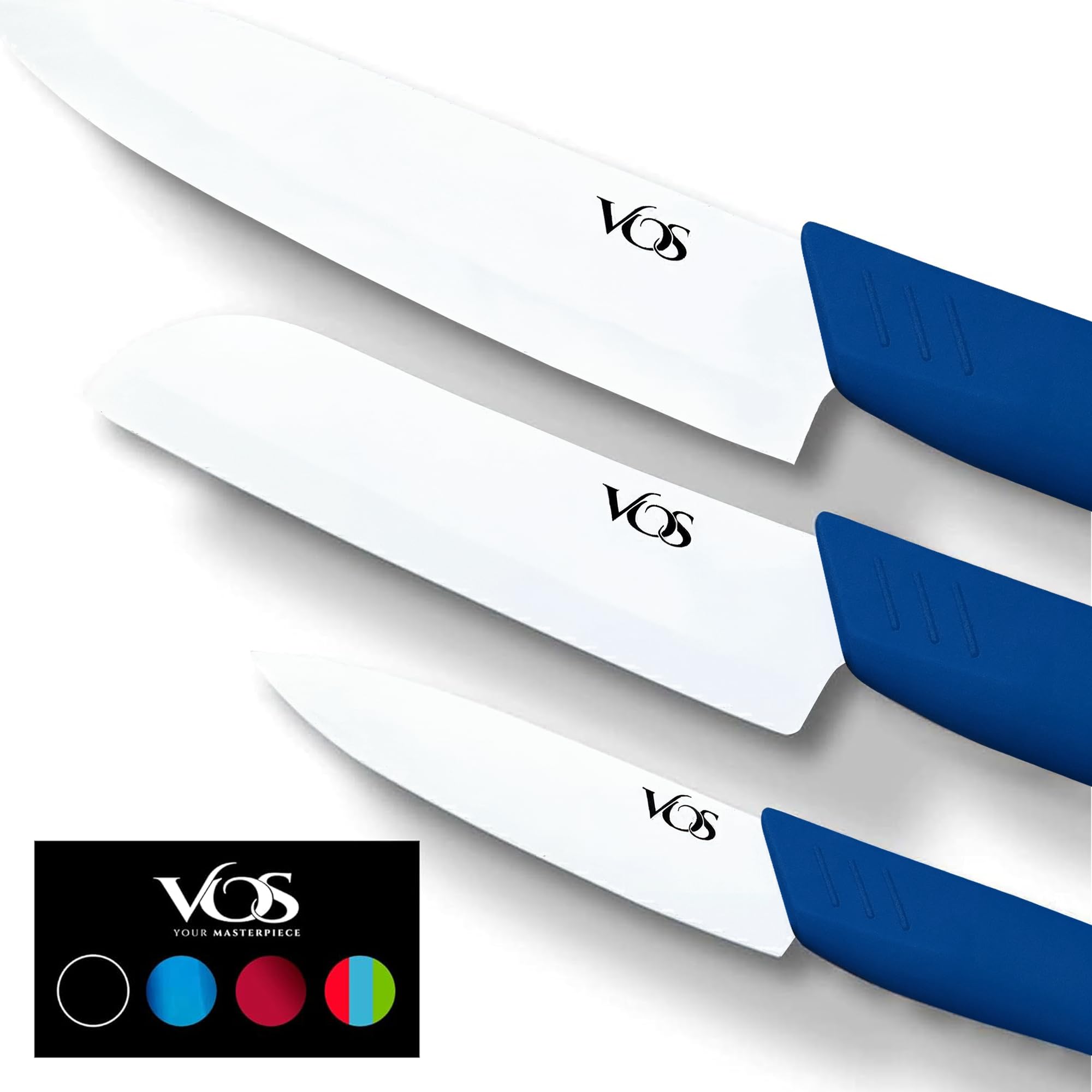 Vos Ceramic Knife Set Blue Handle