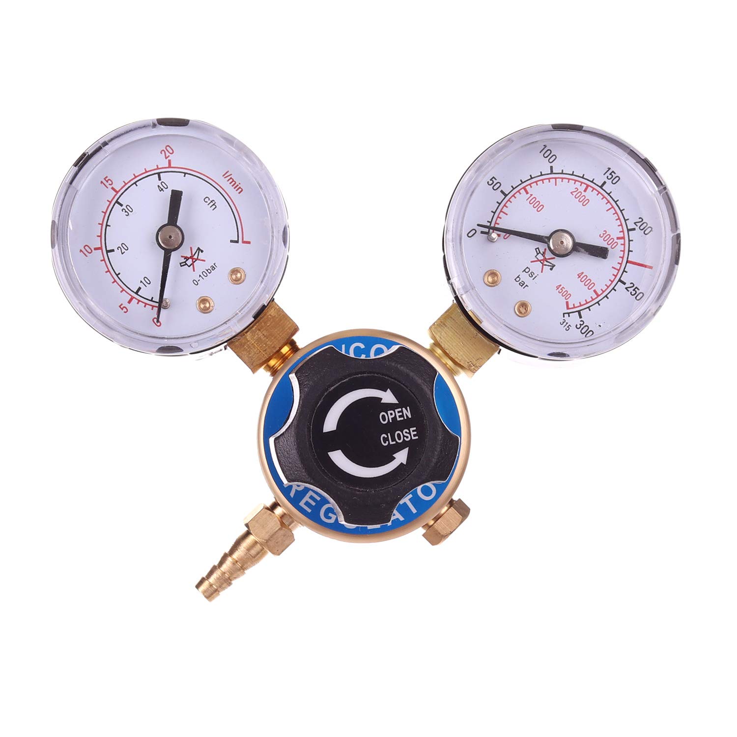 TECHNIC Reductor de Presión para Argón, Gas Dióxido de Carbono Regulador Apto para Soldadura Mig Mag Tig 2 Manómetros Válvula de Seguridad Caudal Max 35 l/min Presión de Entrada 315 bar