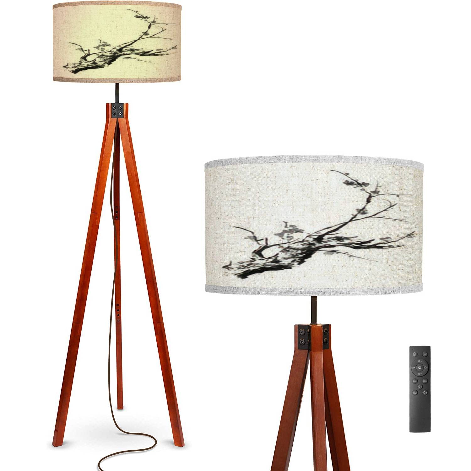 Wefhfgk Floor Lamp Flowering Plum Oriental Ink Standing Lamp Solid