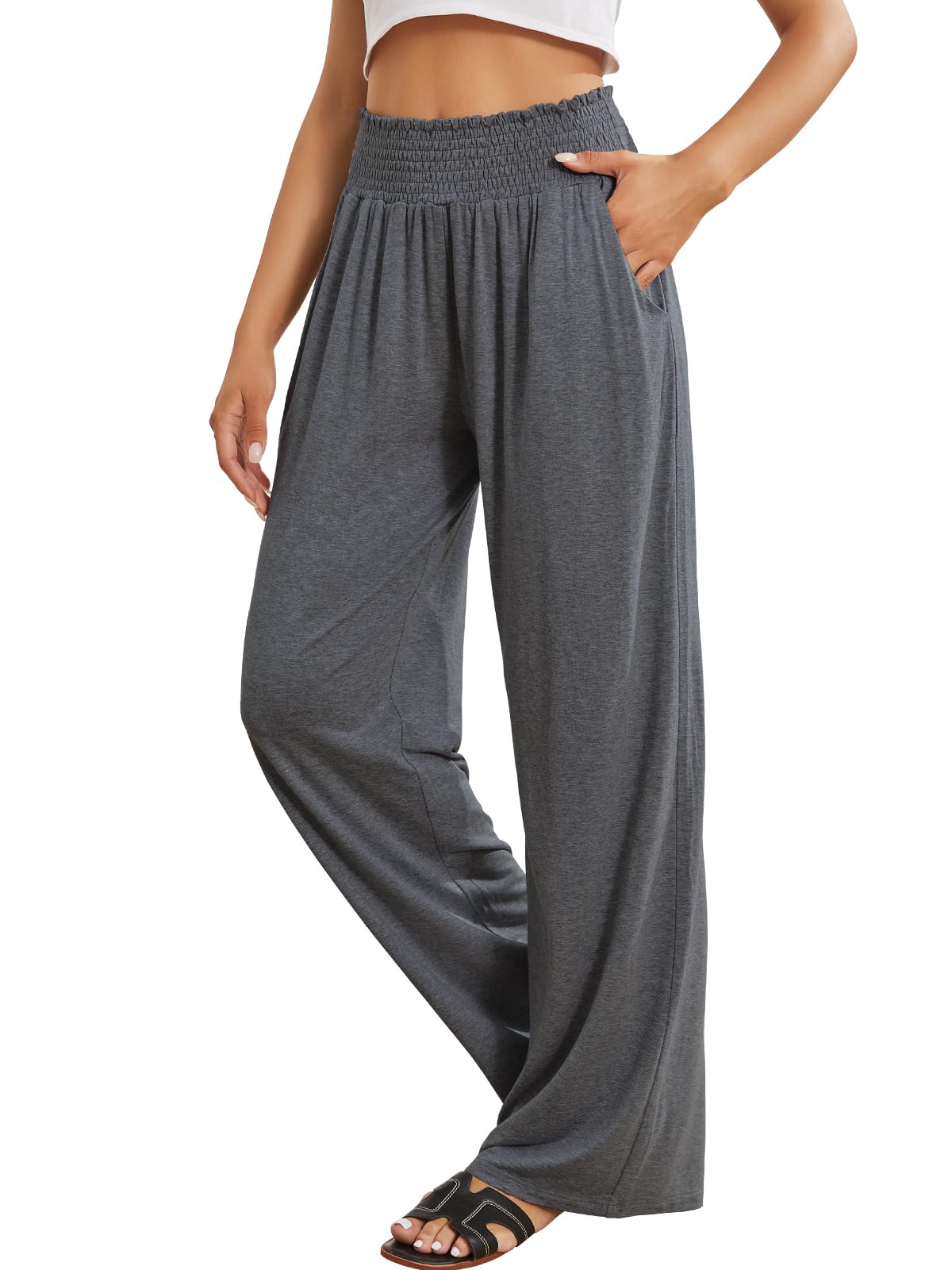 QIANXIZHAN Women's Boho Pants, Wide Leg High Waist Harem Pants Hippie Yoga Clothes with Pockets