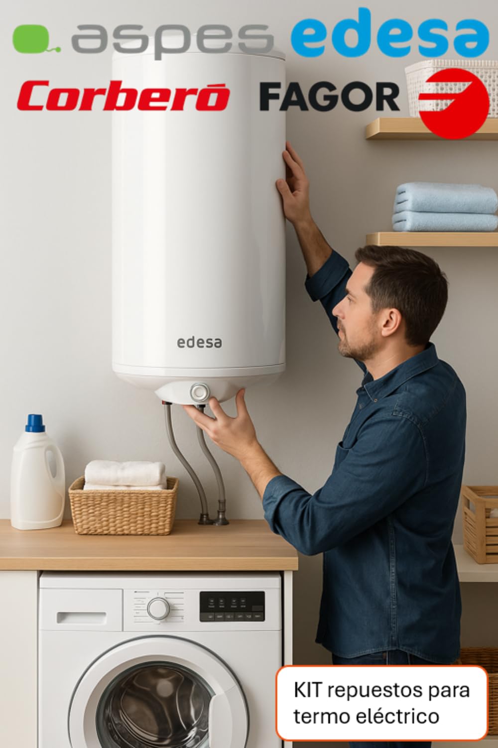 Recamania Portavainas + Junta + Anodo + 2 Resistencias 800W FAGOR Edesa