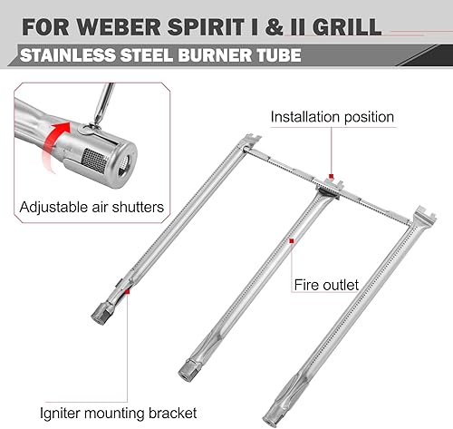 Miniatura 4 de Oklagarden 7636 Barras aromatizantes para Weber Spirit II E-310 GS4 Piezas de parrilla Weber Spirit 300 Series E310 E320 E330 Piezas de repuesto